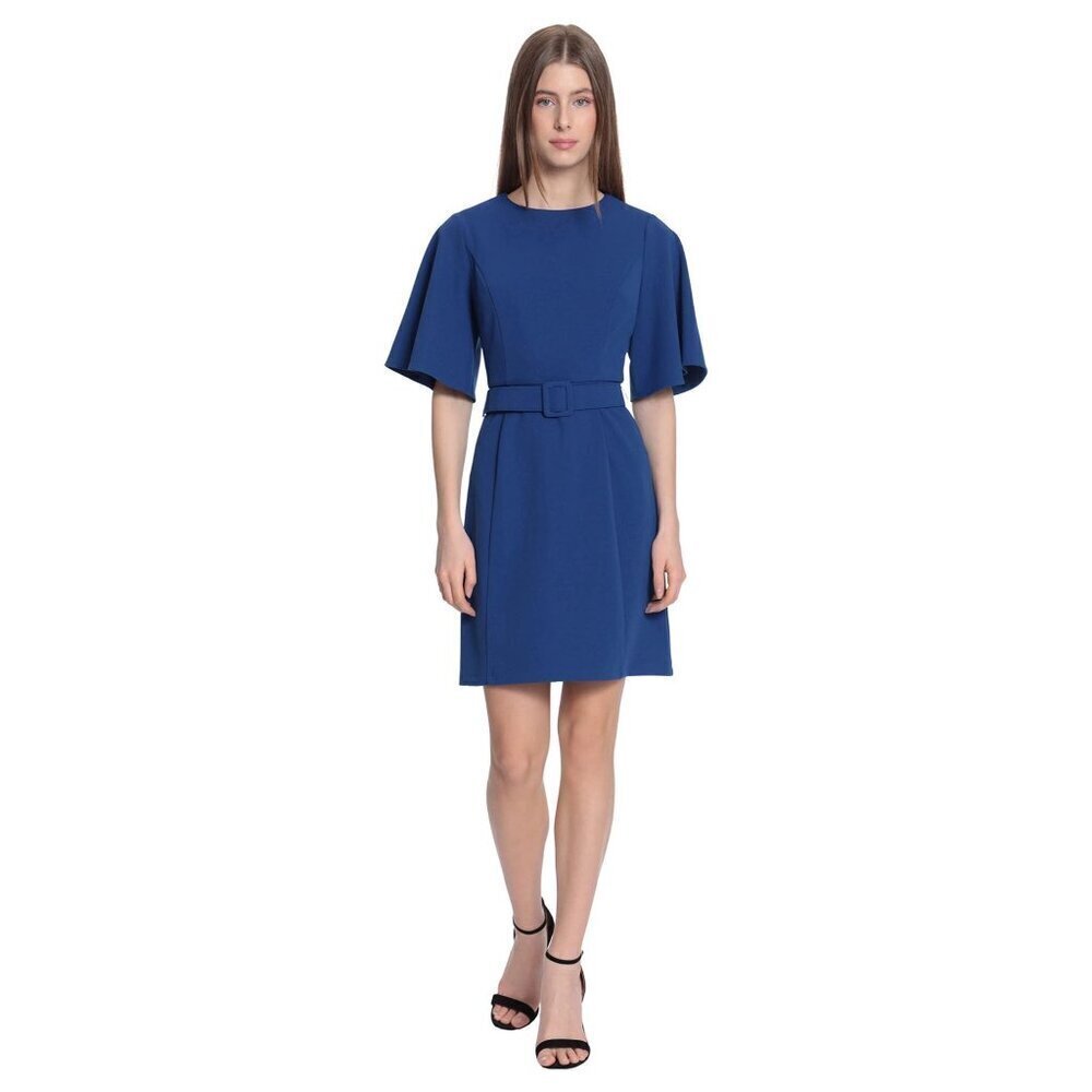 NWT Donna Morgan Plus Size Crew Neck Mini Dress with Elbow Flutter Sleeves 22W